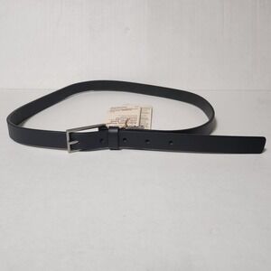 Vegetable Tanned Leather Narrow Belt Adjustable One Size Black‎